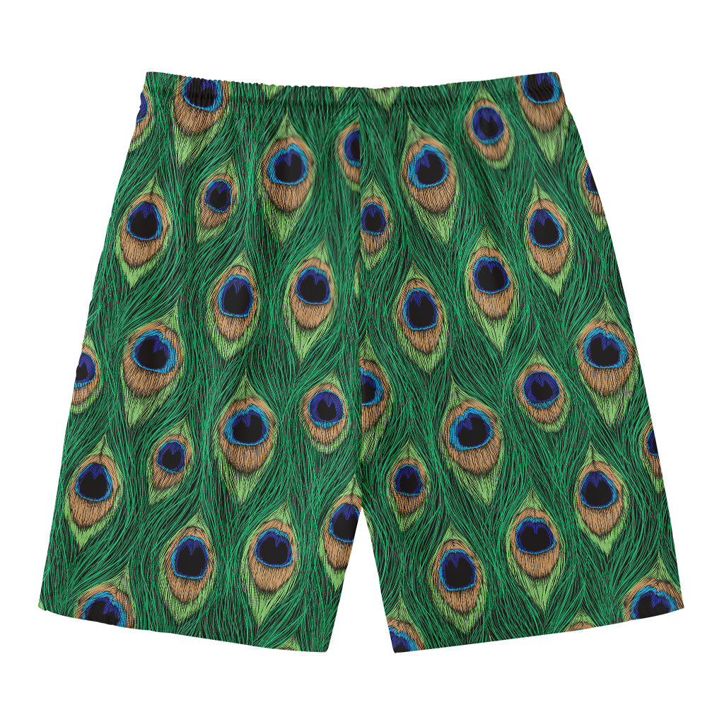 Peacock Tail Pattern Print Men's Swim Trunks