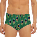 Peacock Tail Pattern Print Men's Triangle Swim Briefs