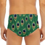 Peacock Tail Pattern Print Men's Triangle Swim Briefs