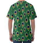 Peacock Tail Pattern Print Men's Velvet T-Shirt