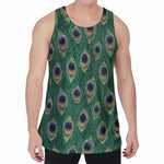 Peacock Tail Pattern Print Men's Velvet Tank Top