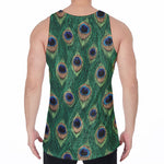 Peacock Tail Pattern Print Men's Velvet Tank Top