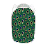 Peacock Tail Pattern Print Mesh Laundry Hamper