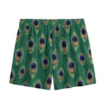 Peacock Tail Pattern Print Mesh Shorts