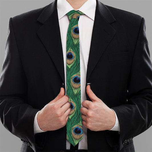 Peacock Tail Pattern Print Necktie
