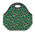 Peacock Tail Pattern Print Neoprene Lunch Bag