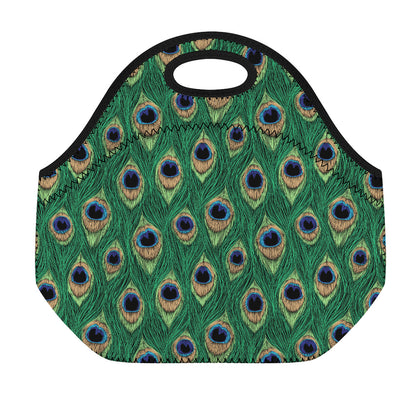 Peacock Tail Pattern Print Neoprene Lunch Bag