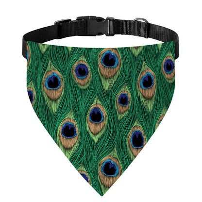 Peacock Tail Pattern Print Over The Collar Dog Bandana