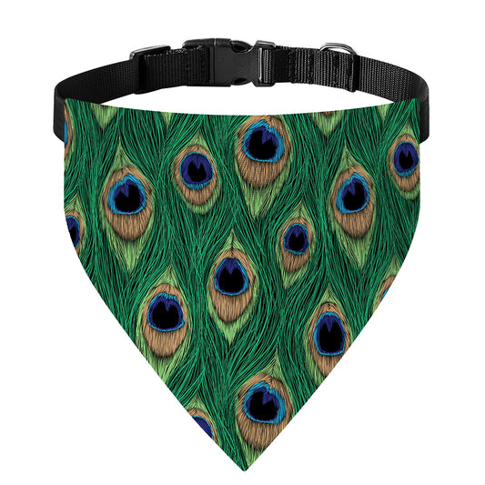 Peacock Tail Pattern Print Over The Collar Dog Bandana