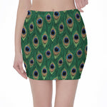 Peacock Tail Pattern Print Pencil Mini Skirt