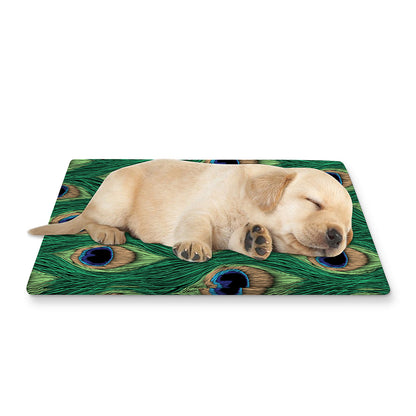 Peacock Tail Pattern Print Pet Cooling Mat Cover