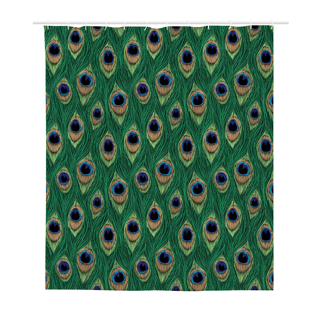 Peacock Tail Pattern Print Polyester Shower Curtain