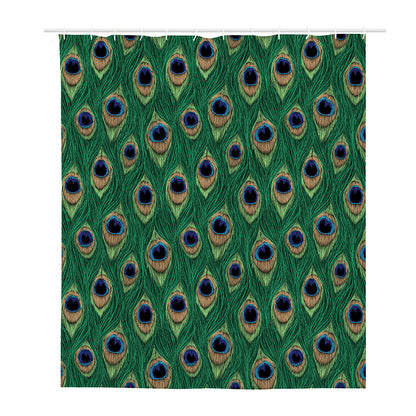 Peacock Tail Pattern Print Polyester Shower Curtain