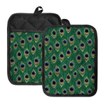 Peacock Tail Pattern Print Pot Holders With Pocket