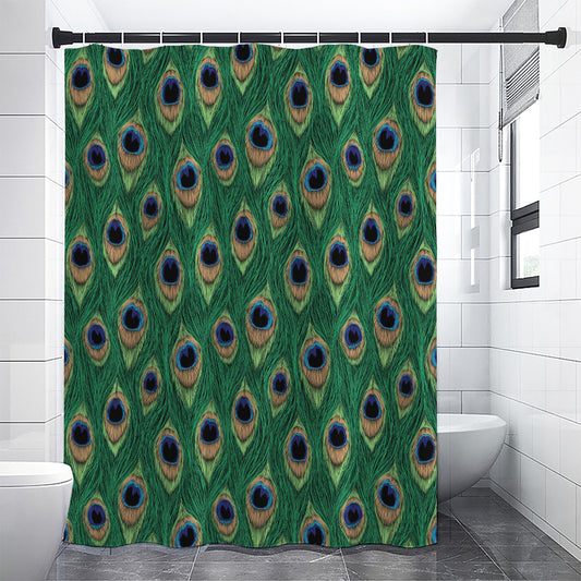Peacock Tail Pattern Print Premium Shower Curtain