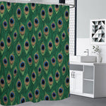 Peacock Tail Pattern Print Premium Shower Curtain