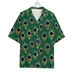 Peacock Tail Pattern Print Rayon Hawaiian Shirt