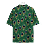 Peacock Tail Pattern Print Rayon Hawaiian Shirt
