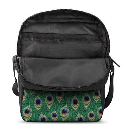 Peacock Tail Pattern Print Rectangular Crossbody Bag