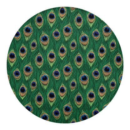 Peacock Tail Pattern Print Round Blanket