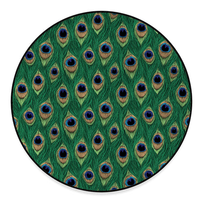 Peacock Tail Pattern Print Round Floor Mat