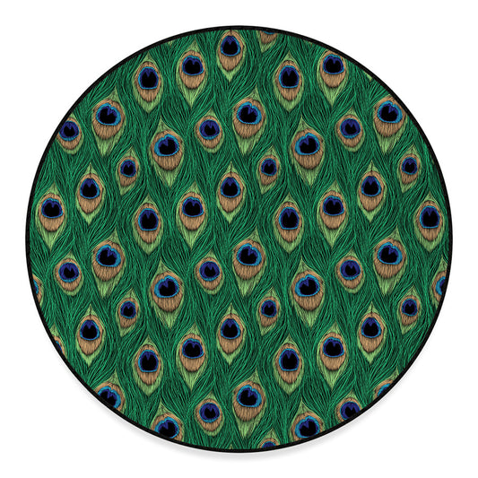 Peacock Tail Pattern Print Round Floor Mat