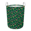 Peacock Tail Pattern Print Round Laundry Basket