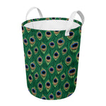 Peacock Tail Pattern Print Round Laundry Basket