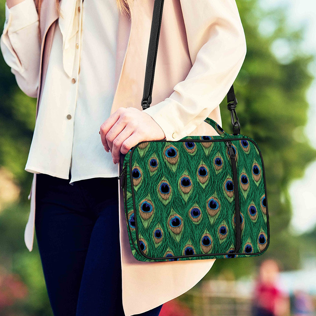 Peacock Tail Pattern Print Shoulder Strap Bible Bag