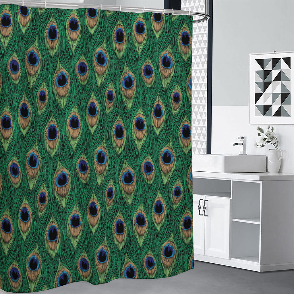 Peacock Tail Pattern Print Shower Curtain