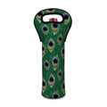 Peacock Tail Pattern Print Single Neoprene Wine Tote