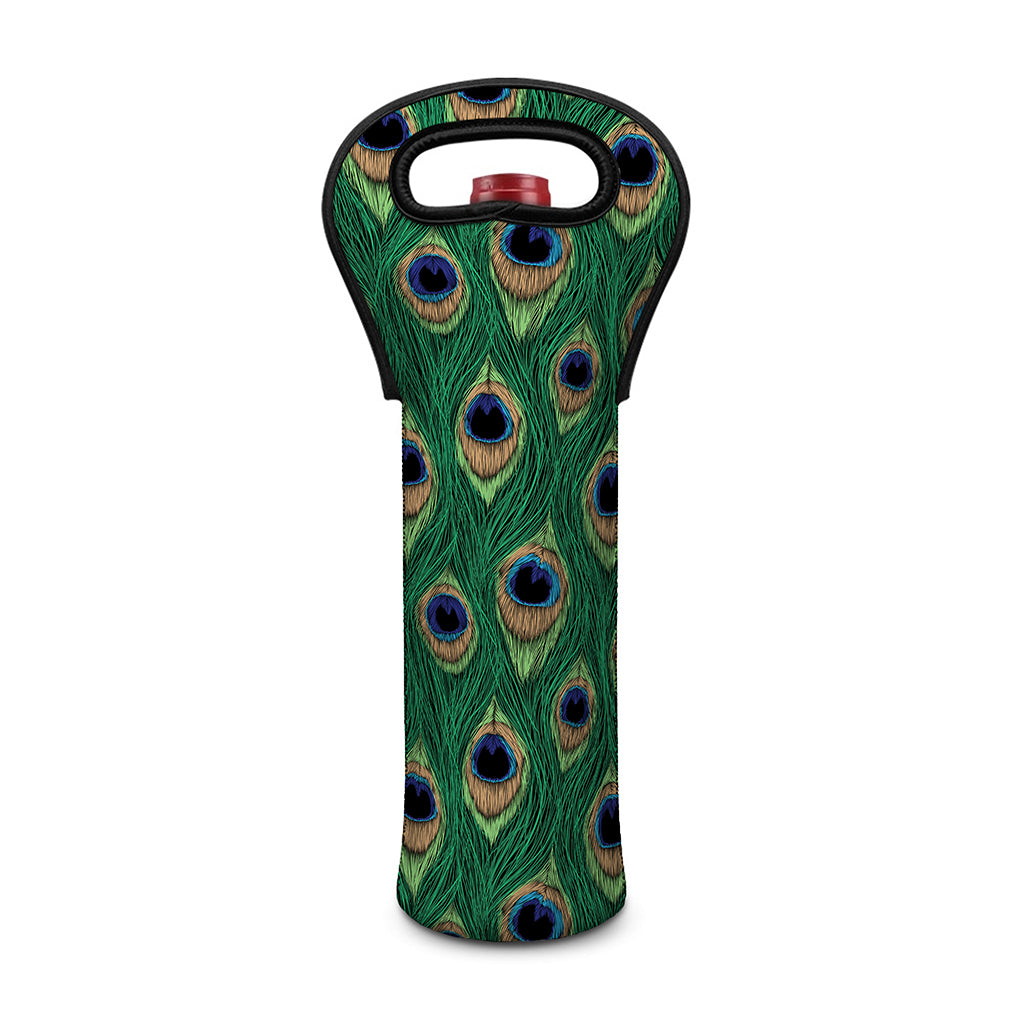 Peacock Tail Pattern Print Single Neoprene Wine Tote