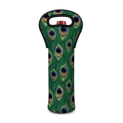 Peacock Tail Pattern Print Single Neoprene Wine Tote