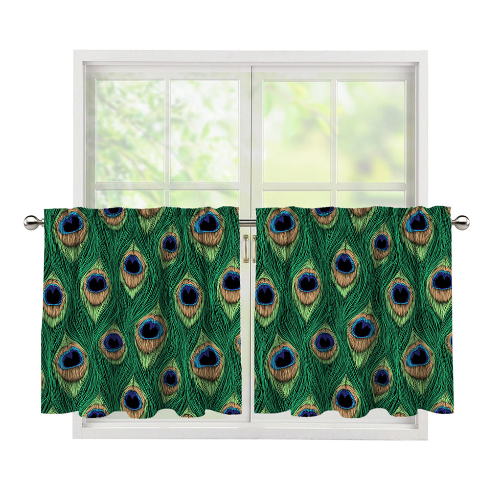 Peacock Tail Pattern Print Tier Curtains