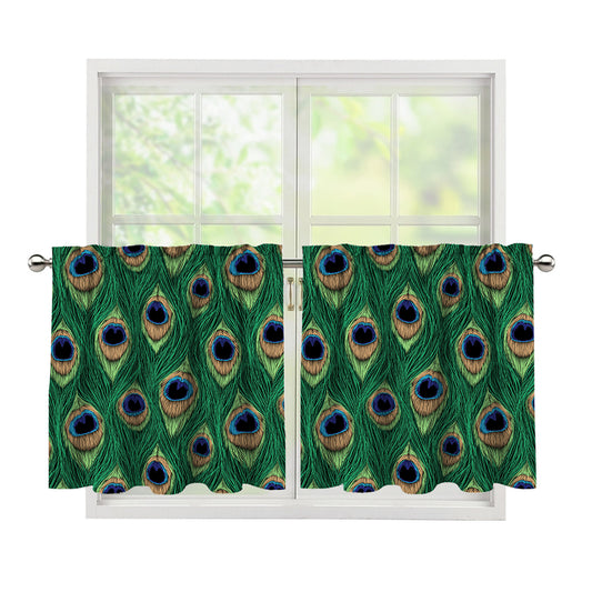 Peacock Tail Pattern Print Tier Curtains