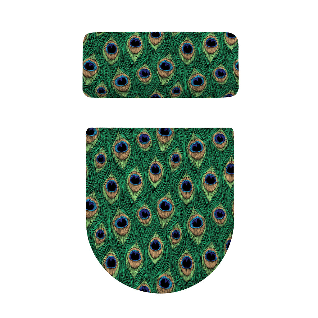 Peacock Tail Pattern Print Toilet Lid And Tank Cover Set