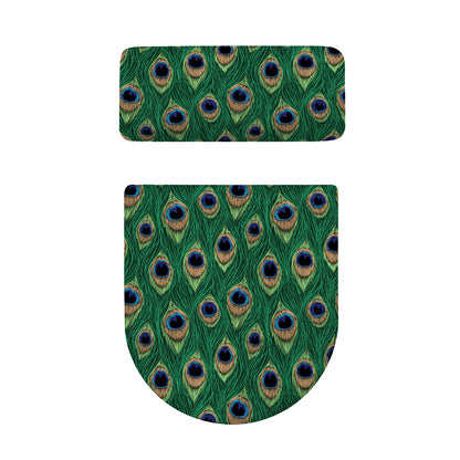 Peacock Tail Pattern Print Toilet Lid And Tank Cover Set