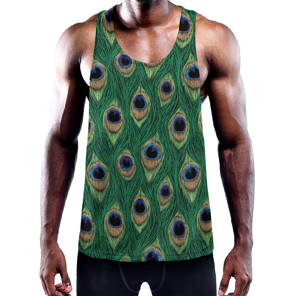 Peacock Tail Pattern Print Training Tank Top