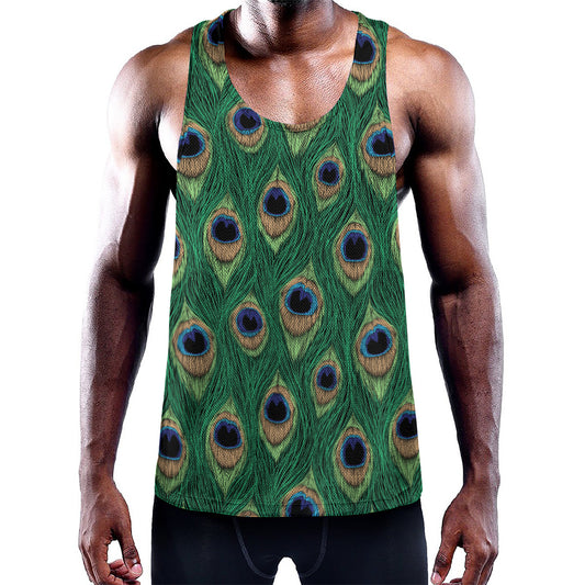 Peacock Tail Pattern Print Training Tank Top