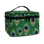 Peacock Tail Pattern Print Travel Makeup Bag