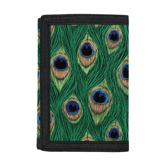 Peacock Tail Pattern Print Trifold Wallet