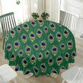 Peacock Tail Pattern Print Waterproof Round Tablecloth