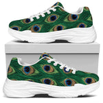 Peacock Tail Pattern Print White Chunky Shoes