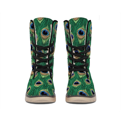 Peacock Tail Pattern Print Winter Boots