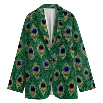 Peacock Tail Pattern Print Women's Blazer