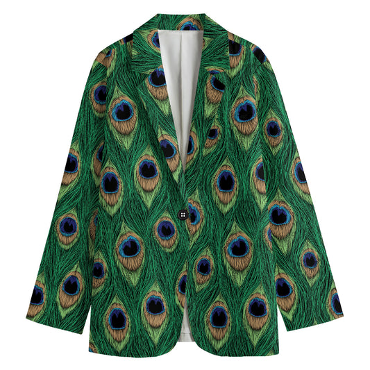Peacock Tail Pattern Print Women's Blazer