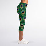 Peacock Tail Pattern Print Women's Capri Leggings