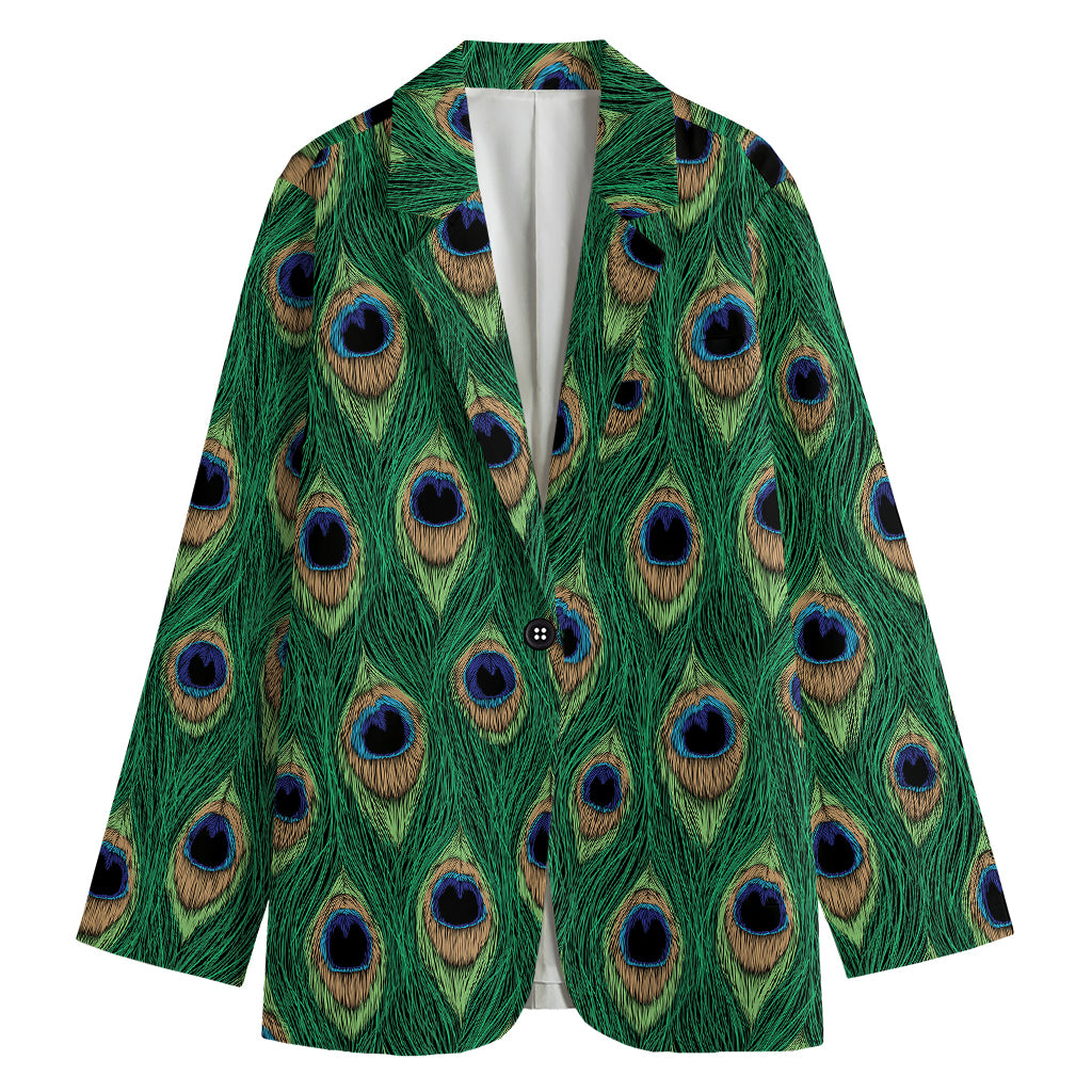 Peacock Tail Pattern Print Women's Cotton Blazer