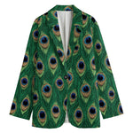 Peacock Tail Pattern Print Women's Cotton Blazer