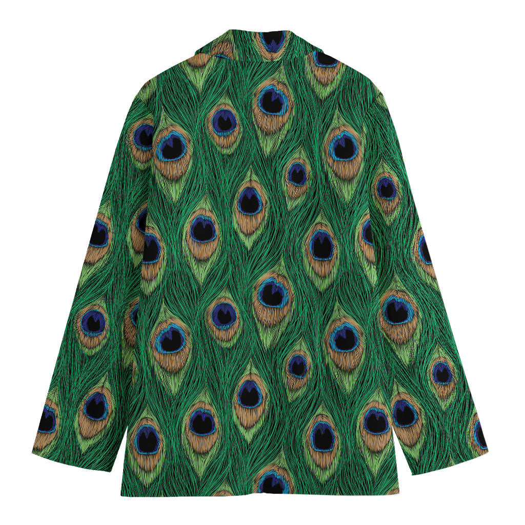 Peacock Tail Pattern Print Women's Cotton Blazer